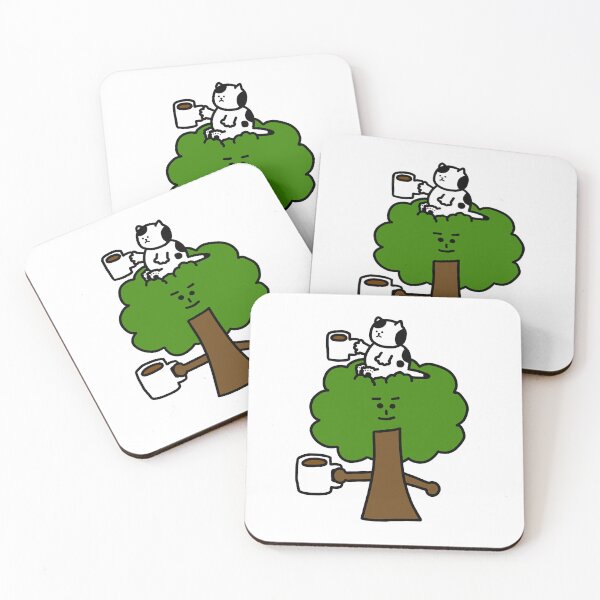 Item preview, a Cat and a tree guy with coffee designed and sold by superbaechoo.