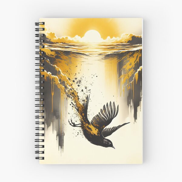 Item preview, Charcoal Gold Bird Diving, Ai Generated Art   designed and sold by ACC .