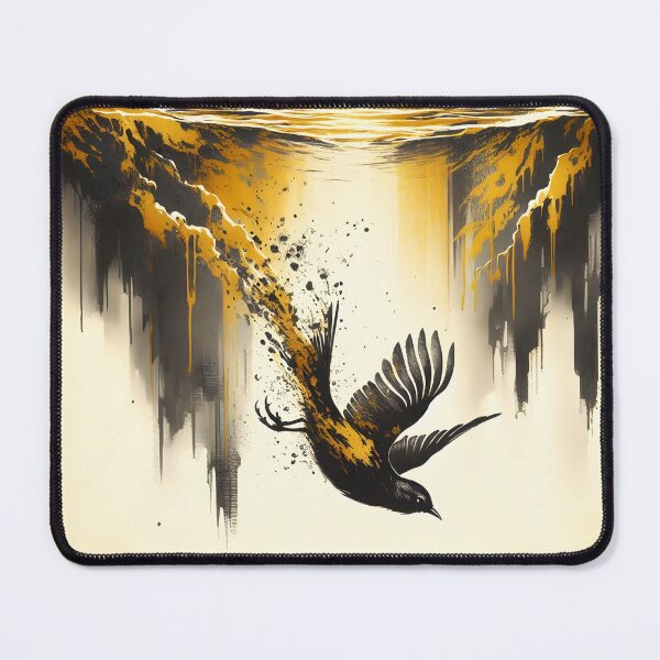 Item preview, Charcoal Gold Bird Diving, Ai Generated Art   designed and sold by ACC .