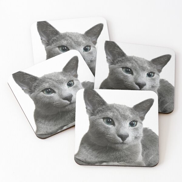 Item preview, Elegant Russian Blue Cat Sticker – Cute Green-Eyed Kitty Art for Cat Lovers designed and sold by SilverBlueCat.