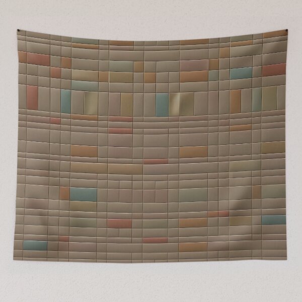 Item preview, Earth Tones inspired minimalistic design, Sparse Rectangular Colored Tiles on Beige Background designed and sold by Digital-Davinci.