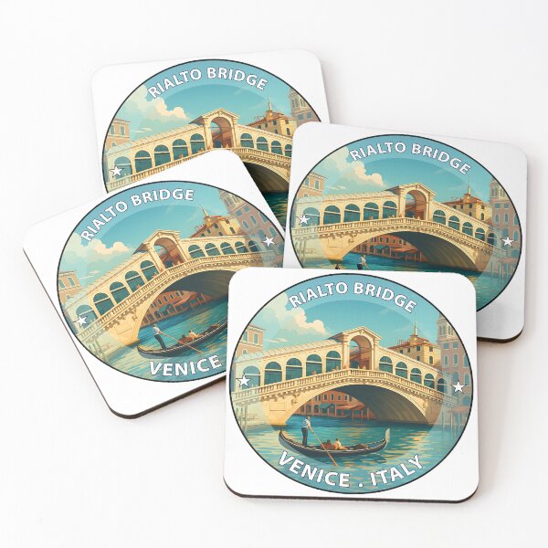 Item preview, Rialto Bridge Venice Italy - Iconic Landmark Travel vacation destination souvenir art stamp designed and sold by inkNext.