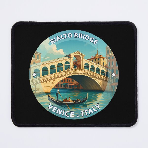 Item preview, Rialto Bridge Venice Italy - Iconic Landmark Travel vacation destination souvenir art stamp designed and sold by inkNext.