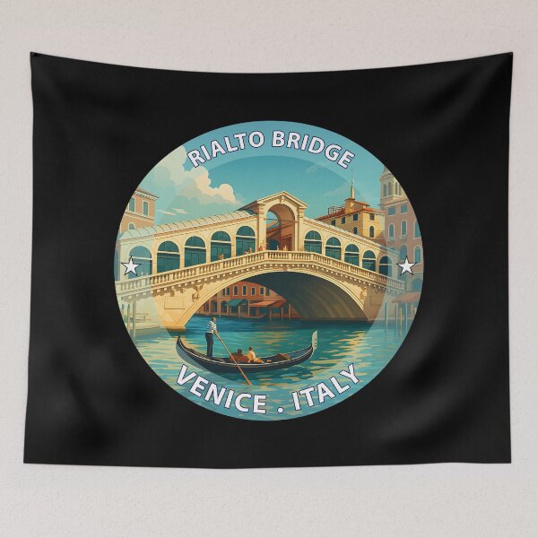 Item preview, Rialto Bridge Venice Italy - Iconic Landmark Travel vacation destination souvenir art stamp designed and sold by inkNext.