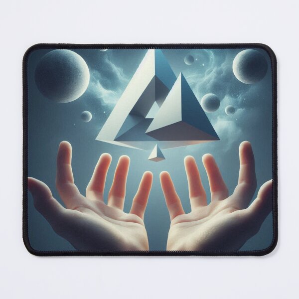 Item preview, Mystical Hands & Floating Triangle – Surreal Geometry Design designed and sold by ashokreddy343.