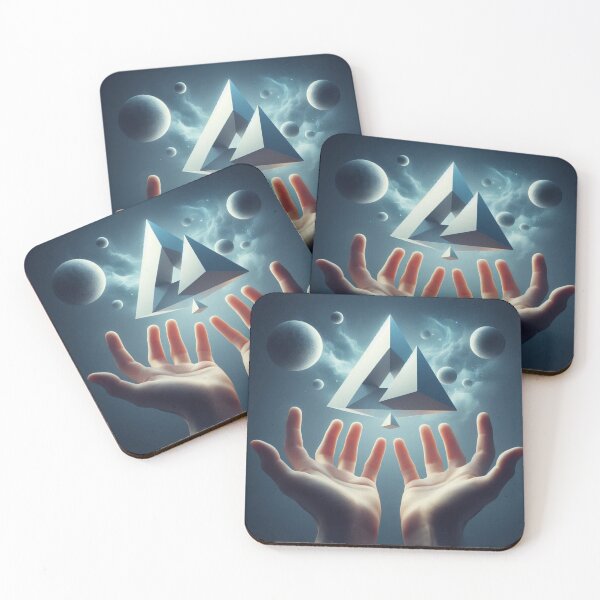 Item preview, Mystical Hands & Floating Triangle – Surreal Geometry Design designed and sold by ashokreddy343.