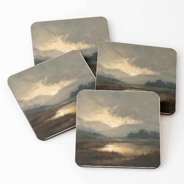Item preview, Minimal mountain landscape painting light in sky  designed and sold by Artania21.