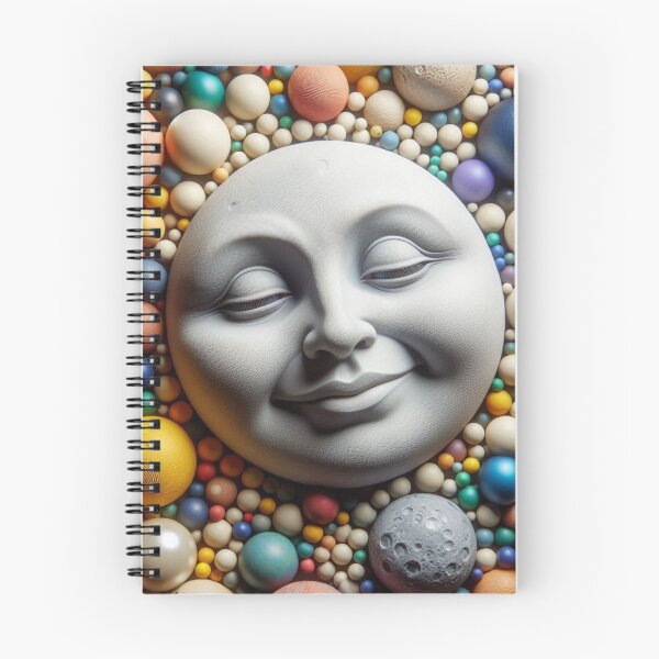 Item preview, Anthropomorphic Moon Face Over Spheres – Surreal Cosmic Art designed and sold by ashokreddy343.