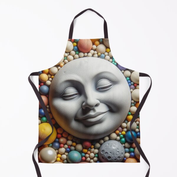 Item preview, Anthropomorphic Moon Face Over Spheres – Surreal Cosmic Art designed and sold by ashokreddy343.