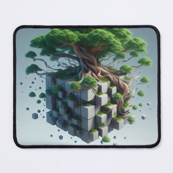Item preview, Floating Surreal Cube-Tree Hybrid – Dreamlike Abstract Nature Art designed and sold by ashokreddy343.
