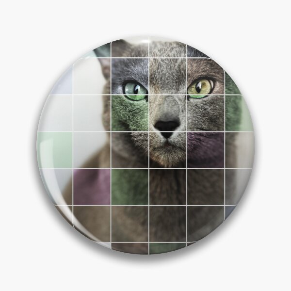 Item preview, Russian Blue Cat Mosaic Art – Modern Geometric Feline Portrait designed and sold by SilverBlueCat.