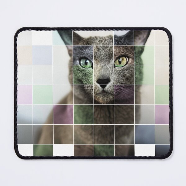Item preview, Russian Blue Cat Mosaic Art – Modern Geometric Feline Portrait designed and sold by SilverBlueCat.