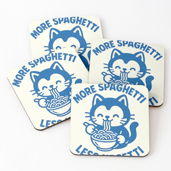 Item preview, More Spaghetti Less Upsetti Cute Cat Eating Pasta designed and sold by DesignsByAnett.