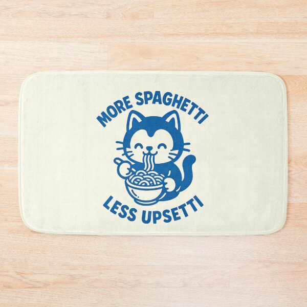 Item preview, More Spaghetti Less Upsetti Cute Cat Eating Pasta designed and sold by DesignsByAnett.