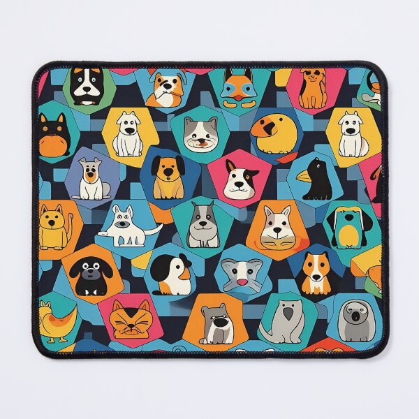 Item preview, Animals Pets Stylized Motif Iconic Hexagonal Tiles designed and sold by Digital-Davinci.