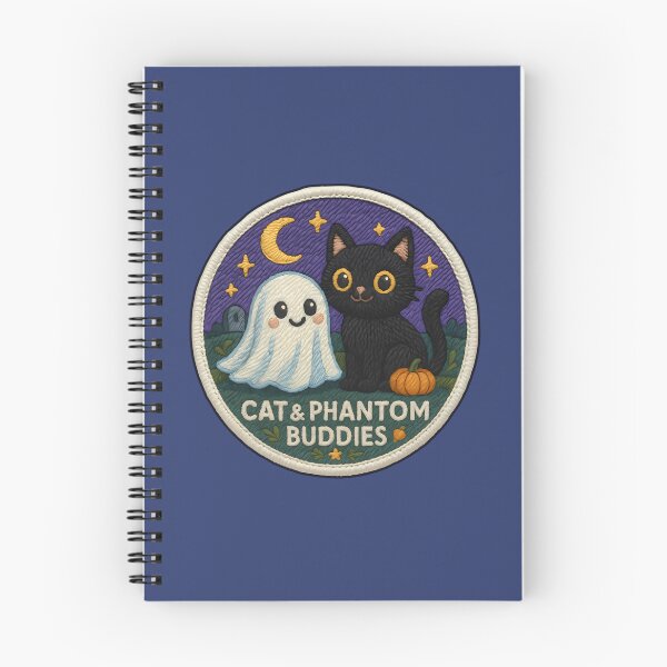 Item preview, Halloween Cat & Phantom Ghost Cat Buddies Embroidery Patch – Cute Spooky Sticker Design designed and sold by Nuist25.
