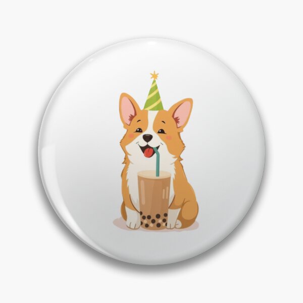 Item preview, Corgi Boba tea milktea Party Hat happy birthday kawaii gift funny christmas happy designed and sold by CheeseBlueprint.