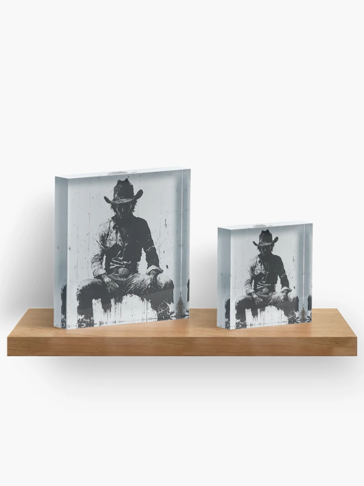 Thumbnail 3 of 5, Acrylic Block, Shadow Rider: Cowboy Reflections designed and sold by sh∆dØw.