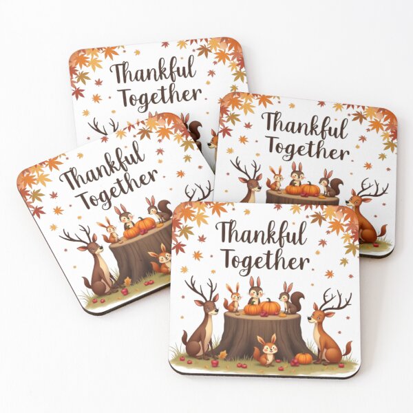Item preview, Thankful Together – Cute Woodland Animals Thanksgiving Design designed and sold by GrafteesGlow.