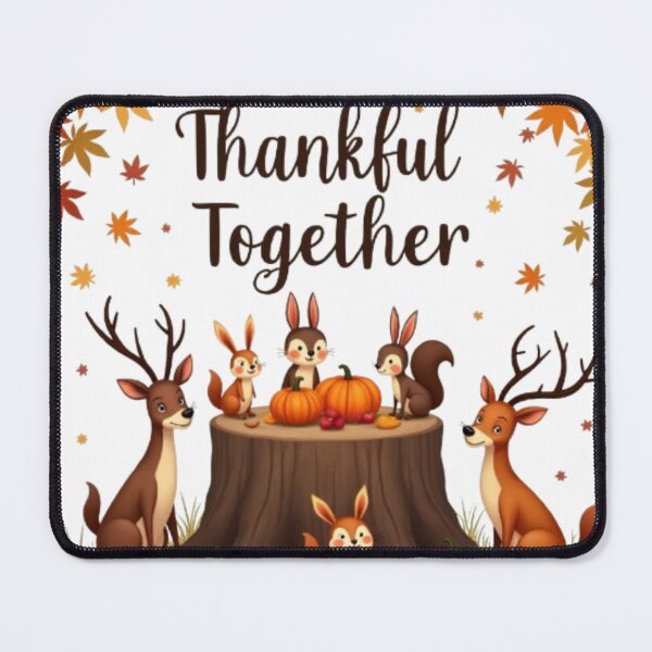 Item preview, Thankful Together – Cute Woodland Animals Thanksgiving Design designed and sold by GrafteesGlow.