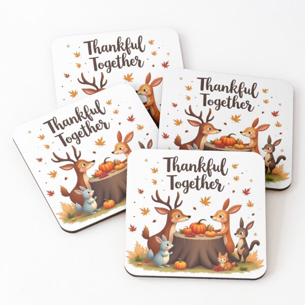Item preview, Thankful Together – Cute Woodland Animals Thanksgiving Design designed and sold by GrafteesGlow.