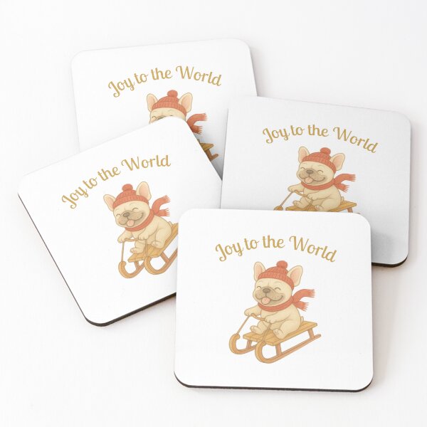 Item preview, Joy to the World – Festive French Bulldog Sledding Christmas Design designed and sold by Sleepy Pencil Studio.