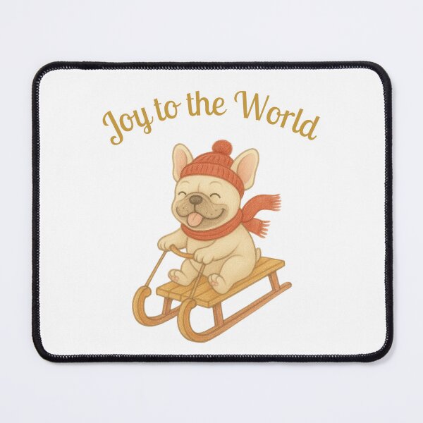 Item preview, Joy to the World – Festive French Bulldog Sledding Christmas Design designed and sold by Sleepy Pencil Studio.