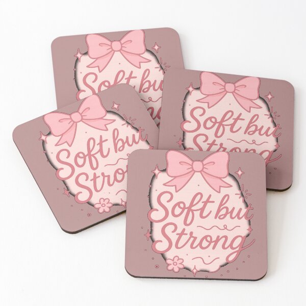 Item preview, Soft but Strong – Cute Aesthetic Pink Bow Feminist Positive Quote designed and sold by KDesignCrafts.