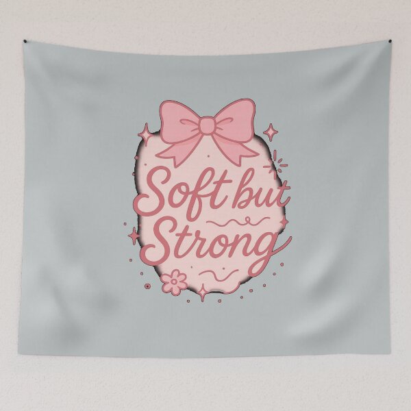Item preview, Soft but Strong – Cute Aesthetic Pink Bow Feminist Positive Quote designed and sold by KDesignCrafts.