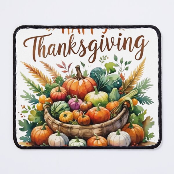 Item preview, Happy Thanksgiving – Harvest Basket with Pumpkins & Autumn Vegetables designed and sold by GrafteesGlow.