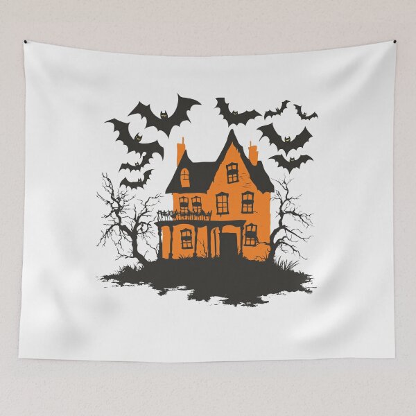 Item preview, Spooky Haunted House with Flying Bats Halloween designed and sold by Jonaree Art Design.