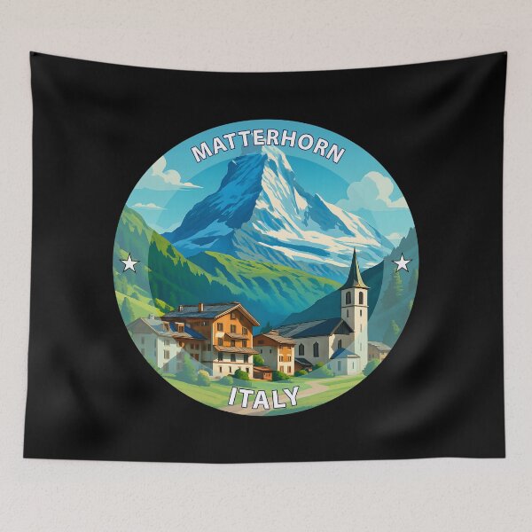 Item preview, Matterhorn & Cervinia Italy - Iconic Landmark Travel vacation destination souvenir art stamp designed and sold by inkNext.