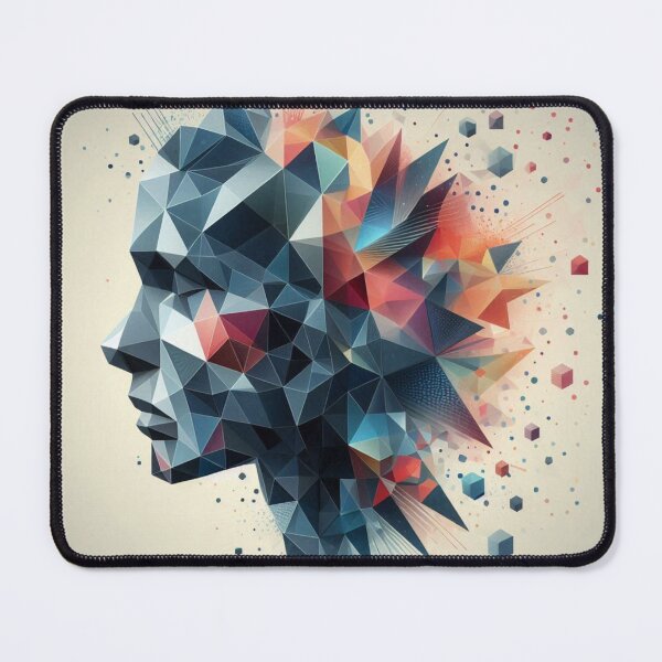 Item preview, Geometric Shapes Merging with Portrait Silhouette – Abstract Surreal Art designed and sold by ashokreddy343.