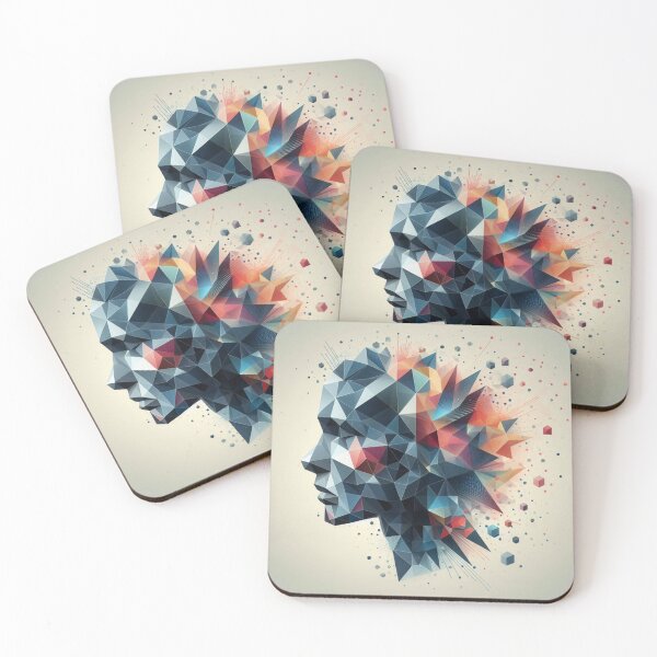Item preview, Geometric Shapes Merging with Portrait Silhouette – Abstract Surreal Art designed and sold by ashokreddy343.