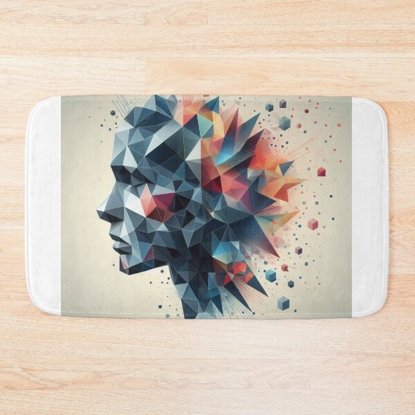 Item preview, Geometric Shapes Merging with Portrait Silhouette – Abstract Surreal Art designed and sold by ashokreddy343.