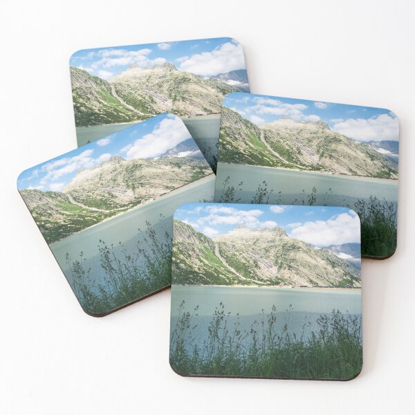 Item preview, Turquoise Alpine Lake with Mountain Peaks designed and sold by alicjamiekina.