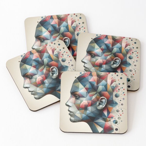 Item preview, Abstract Portrait with Geometric Fusion – Surreal Silhouette Art designed and sold by ashokreddy343.