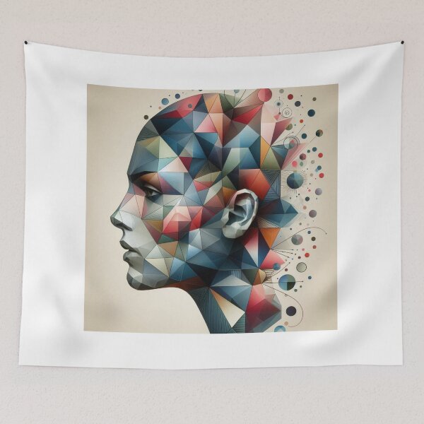 Item preview, Abstract Portrait with Geometric Fusion – Surreal Silhouette Art designed and sold by ashokreddy343.