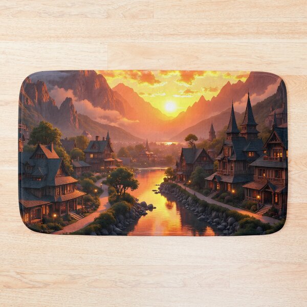 Item preview, Fantasy Village at Sunset designed and sold by Mackadoodle Doo.