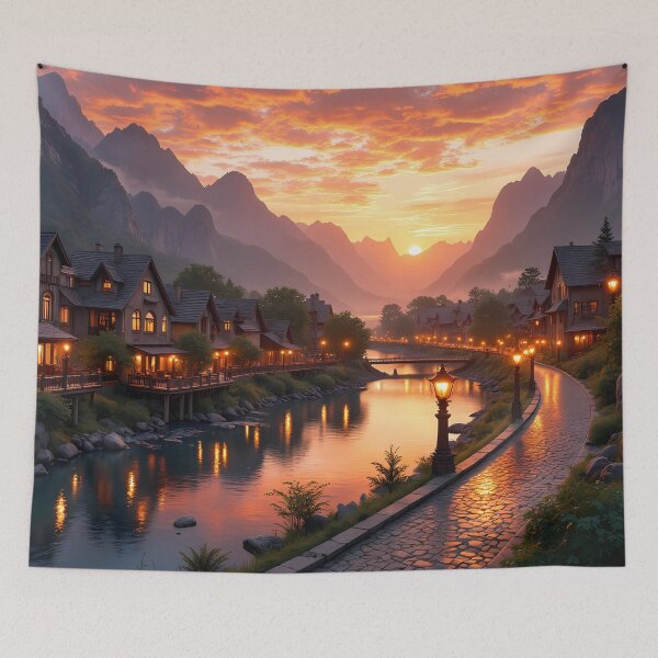 Item preview, Village on the River designed and sold by Mackadoodle Doo.