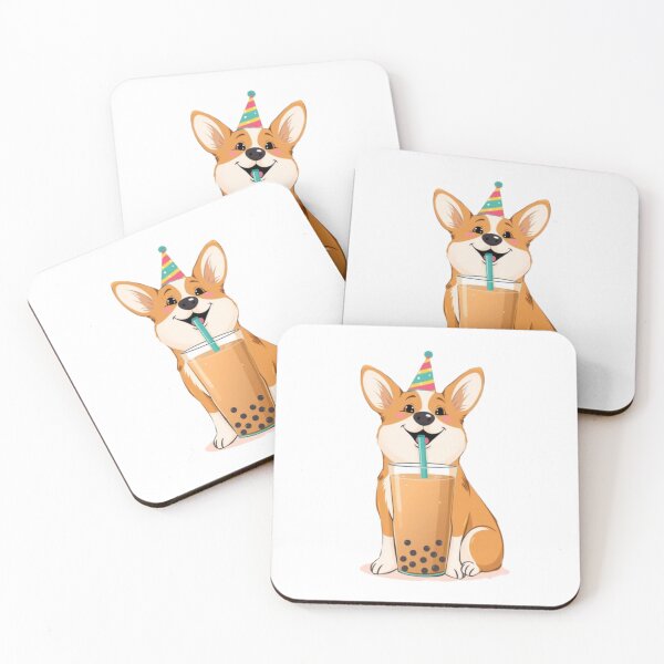 Item preview, Corgi Boba tea milktea Party Hat happy birthday kawaii gift funny christmas happy designed and sold by CheeseBlueprint.