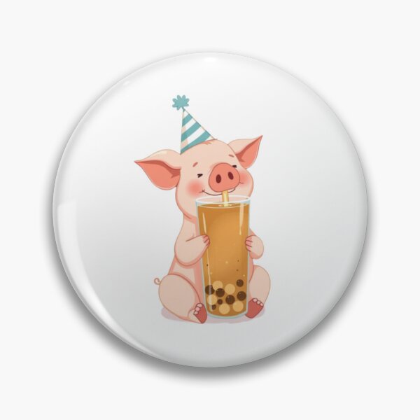 Item preview, Pig Boba tea milktea Party Hat happy birthday kawaii gift funny christmas happy designed and sold by CheeseBlueprint.