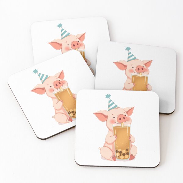 Item preview, Pig Boba tea milktea Party Hat happy birthday kawaii gift funny christmas happy designed and sold by CheeseBlueprint.