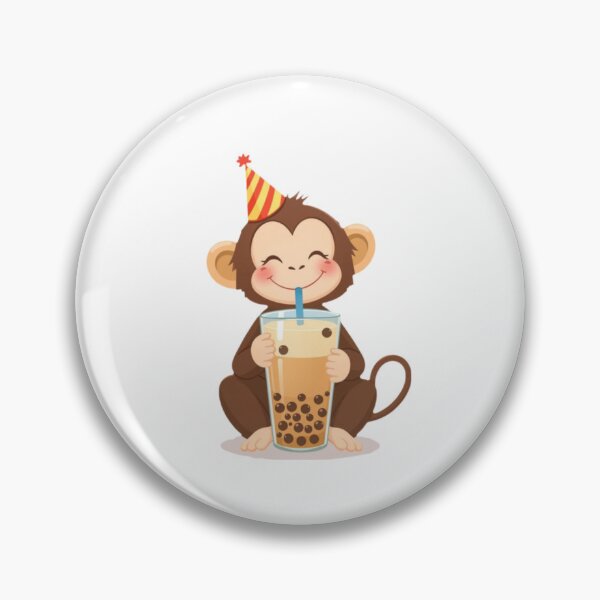 Item preview, Monkey Boba tea milktea Party Hat happy birthday kawaii gift funny christmas happy designed and sold by CheeseBlueprint.