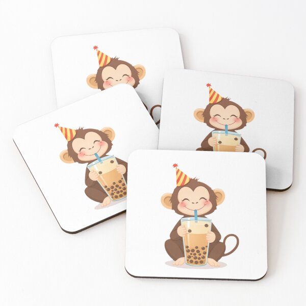 Item preview, Monkey Boba tea milktea Party Hat happy birthday kawaii gift funny christmas happy designed and sold by CheeseBlueprint.