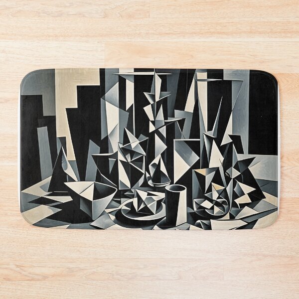 Item preview, Abstract Cubist Style Geometric Art Composition in Monochrome designed and sold by LCPcreations.