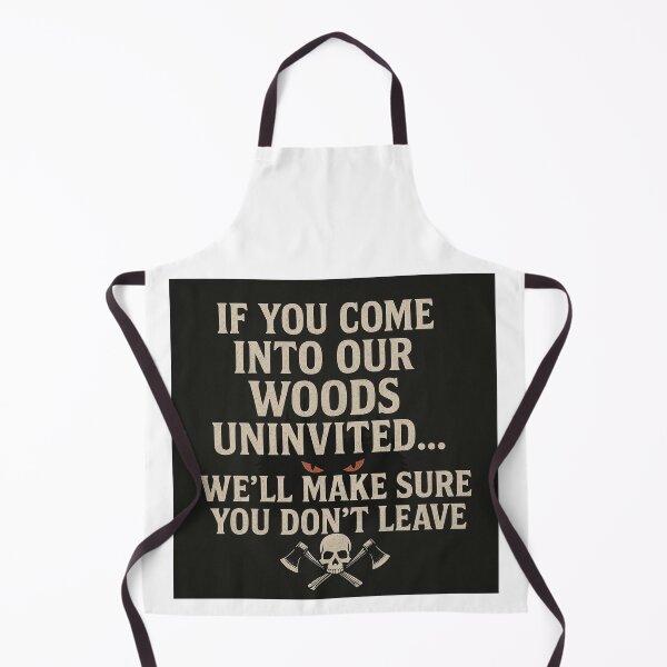 Item preview, “Uninvited in Our Woods – Funny Scary Forest Warning Sign” designed and sold by Silent Watch Threads..