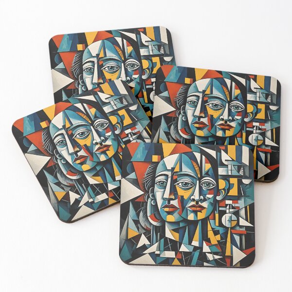 Item preview, Colorful Abstract Faces with Geometric Cubism Art Style Depictions designed and sold by LCPcreations.