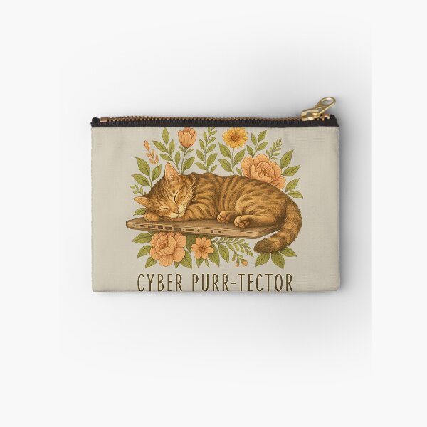 Item preview, CYBER PURR-TECTOR Cat, Laptop & Flowers designed and sold by RR-Arts.