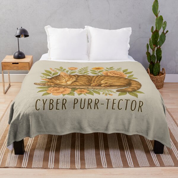 Item preview, CYBER PURR-TECTOR Cat, Laptop & Flowers designed and sold by RR-Arts.